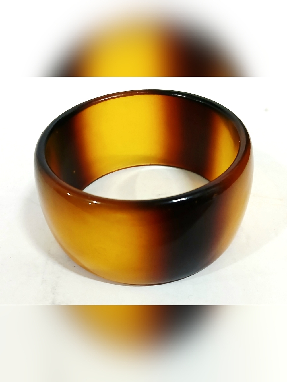 Vintage Amber Tortoiseshell Resin Bangle Bracelet